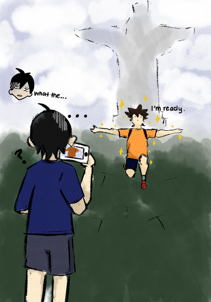 one person taking photo, the other person doing a bunch of silly poses