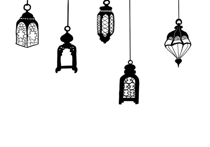 WinnieShen-Ramadan_personal and cultural Five hanging Ramadan decorations and lanterns.