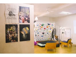 This is a picture showing some of Vidyamaharani’s artistic work on a wall of white wallpaper