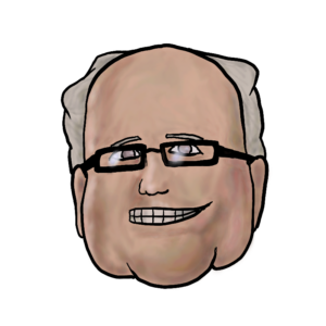 Richmond mayor Malcom Brodie. He has hair on the sides but not in the centre. He’s wearing glasses.