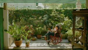 A grandmother in a rocking chair