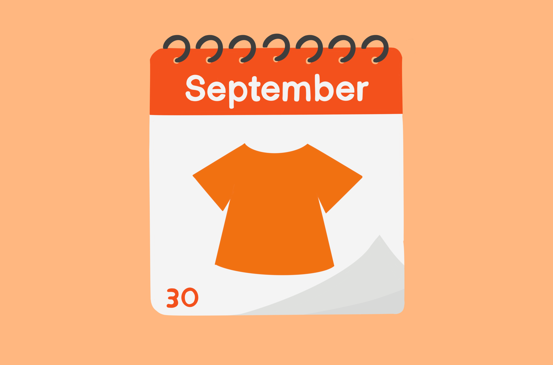 a day calendar showing September 30. The 30 is small in the corner, and an orange shirt takes up most of the space on the page.