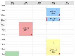 Summer 2026 course electives A screenshot of someone’s MySchedule on GoSFU. The course codes in the piece are listed on the chart.