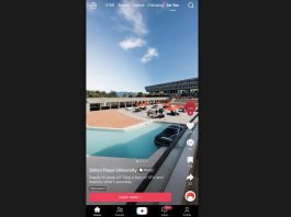 SFU alleges TikTok added unauthorized AI additions to their advertisement A black car sits in the middle of a light blue pool in the middle of convocation mall, while also merging into the concrete ground.
