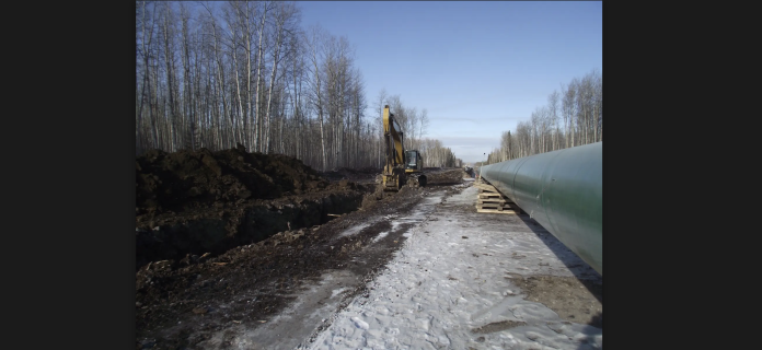 Picture of a pipeline being built