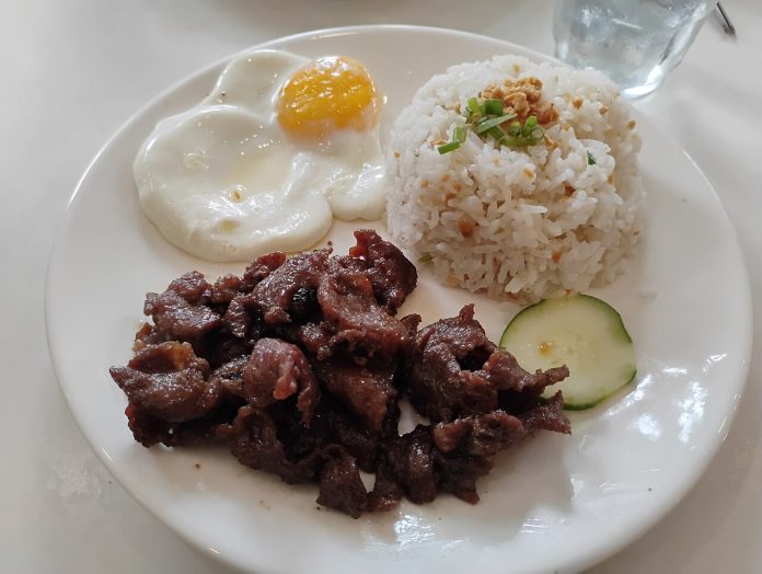 A photo of tapsilog