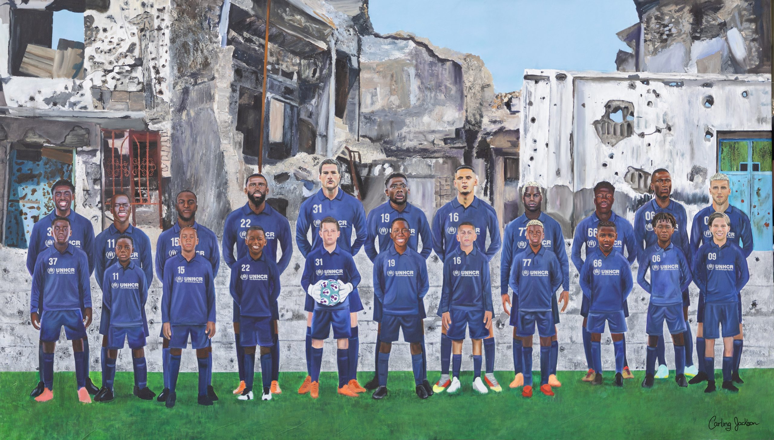 A photo of the mural: Uprooted to Unstoppable