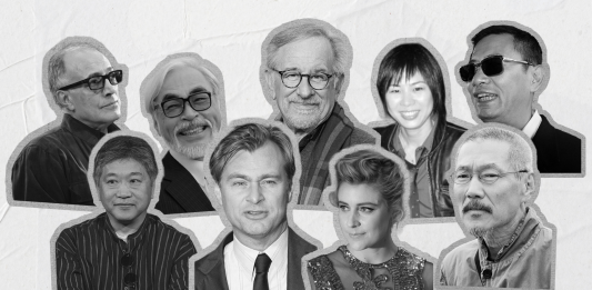 What your favourite film director says about you A black-and-white composite image of film directors (from left to right): Abbas Kiarostami, Hirokazu Kore-eda, Hayao Miyazaki, Christopher Nolan, Steven Spielberg, Greta Gerwig, Alice Wu, Hong Sang-soo, and Wong Kar-wai