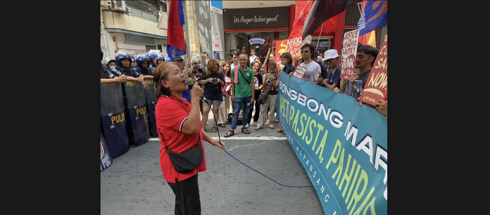 Protest against Filipino President Marcos Jr. with police presence