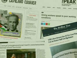 Exploring the importance of student press in Canada A collage of various student publication articles from The Peak, Capilano Courier, The Griffins’ Nest, and The Ubyssey
