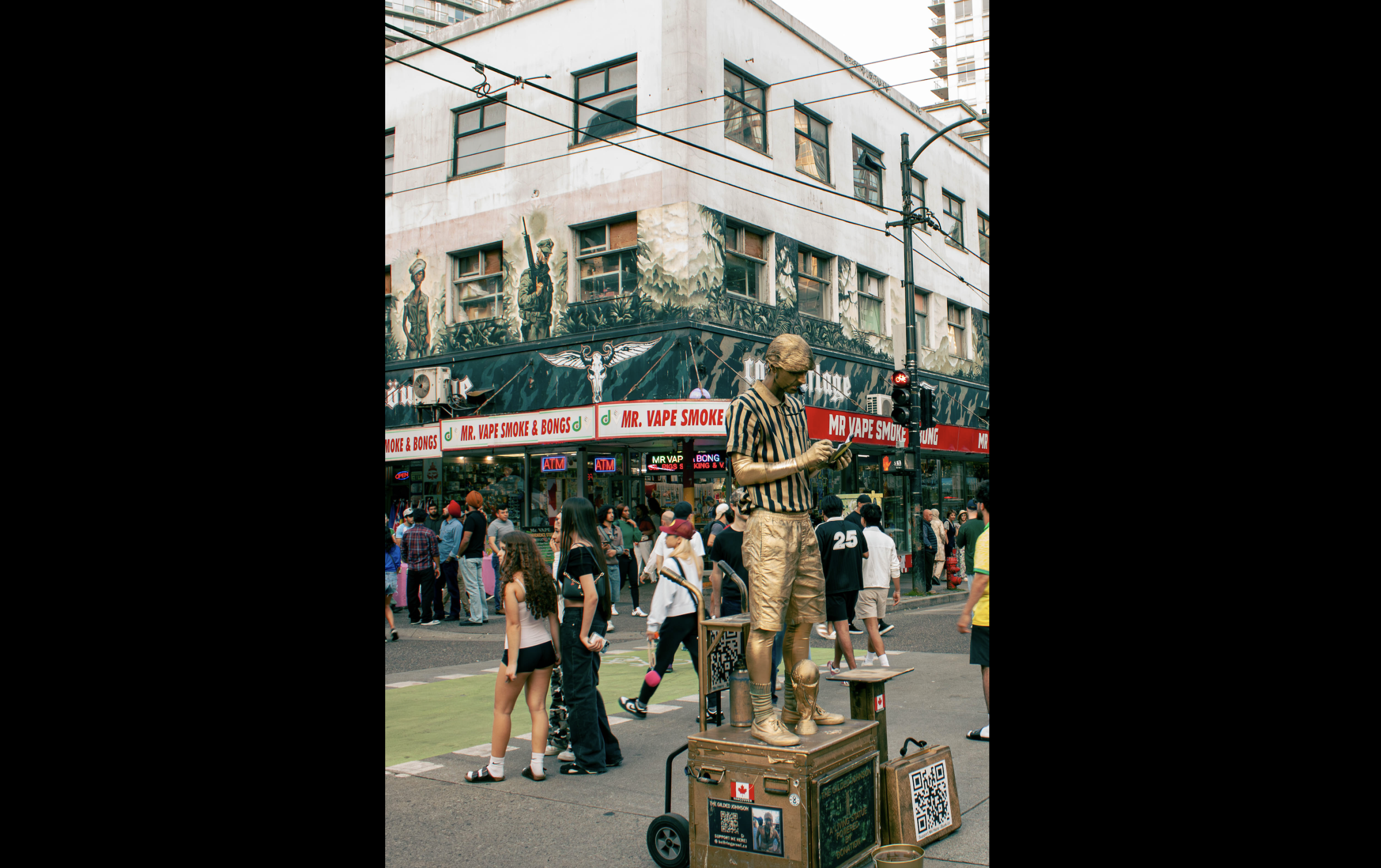 Crowded Granville street full of pedestrians during FIFA